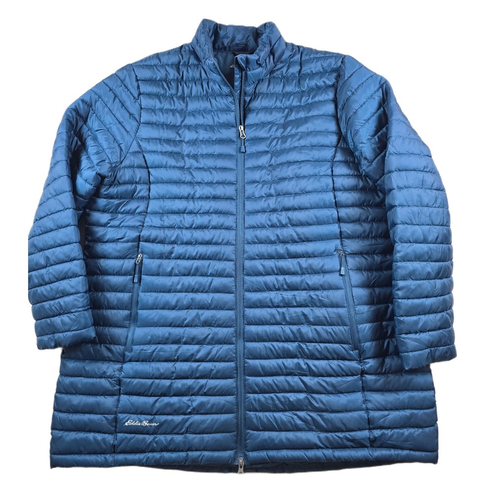 Eddie Bauer Puffer Jacket Womens 3X Plus Blue Polyester Packable Quilted EB515